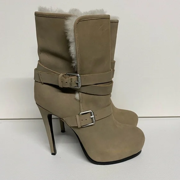 Pour La Victoire Lizzie Boots Grey Taupe Fur 8 - Picture 3 of 11